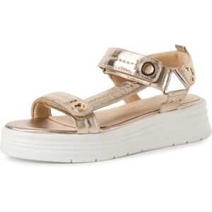 MARCO TOZZI Damen Sandalen flach mit Klettverschluss Plateau, Beige (Platinum), 37 EU MARCO TOZZI Damen Sandalen flach mit Klettverschluss Plateau, Beige (Platinum), 37 EU