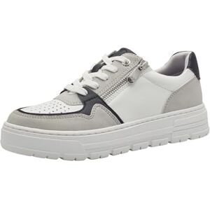 MARCO TOZZI Damen Sneaker flach mit Reißverschluss Vegan, Weiß (White/Black), 38 EU MARCO TOZZI Damen Sneaker flach mit Reißverschluss Vegan, Weiß (White/Black), 38 EU