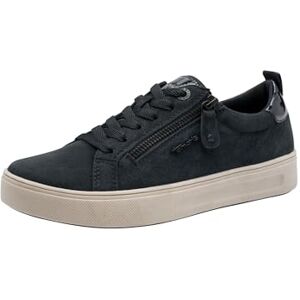 Tamaris Damen Wide Fit Damen Sneaker flach mit Reißverschluss Freizeit, Blau (Navy Suede), 40 EU Tamaris Damen Wide Fit Damen Sneaker flach mit Reißverschluss Freizeit, Blau (Navy Suede), 40 EU