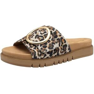 Tamaris Damen Wide Fit Pantoletten flach mit Klettverschluss und Schnalle, beige (Leopard), 38 EU Tamaris Damen Wide Fit Pantoletten flach mit Klettverschluss und Schnalle, beige (Leopard), 38 EU