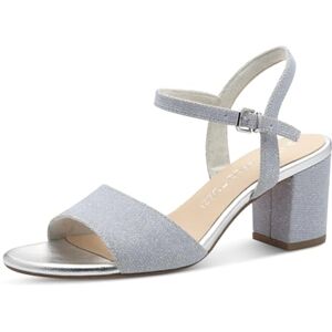 MARCO TOZZI Damen Sandalen mit Absatz Blockabsatz, Silber (Silver), 39 EU MARCO TOZZI Damen Sandalen mit Absatz Blockabsatz, Silber (Silver), 39 EU