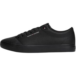 Tommy Hilfiger Herren Vulcanized Sneaker Core Low aus Leder, Schwarz (Black), 45 Tommy Hilfiger Herren Vulcanized Sneaker Core Low aus Leder, Schwarz (Black), 45