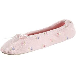 Isotoner Damen Bestickte Frottee Ballerina Hausschuh, Rosa weiche Schleife, 39 EU Isotoner Damen Bestickte Frottee Ballerina Hausschuh, Rosa weiche Schleife, 39 EU