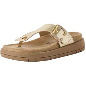 MARCO TOZZI Damen Zehentrenner aus Leder mit Schließe, Beige (Platinum), 37 EU MARCO TOZZI Damen Zehentrenner aus Leder mit Schließe, Beige (Platinum), 37 EU
