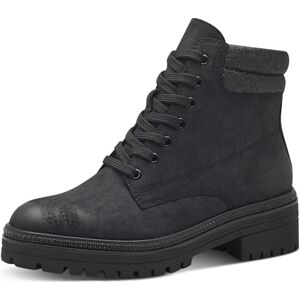 MARCO TOZZI Damen Schnürstiefel ohne Absatz mit Blockabsatz mit Reißverschluss, Schwarz (Black/Glam), 41 EU MARCO TOZZI Damen Schnürstiefel ohne Absatz mit Blockabsatz mit Reißverschluss, Schwarz (Black/Glam), 41 EU