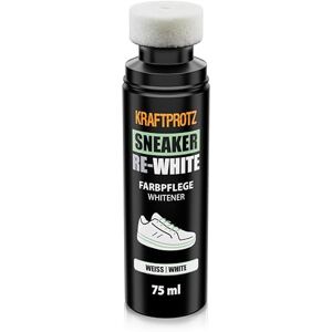 KRAFTPROTZ Schuhfarbe Weiß 75 ml – Sneaker Whitener für weiße Schuhe – deckt Verfärbungen & Vergilbungen ab – für weiße, glatte Materialien – mit Schwamm-Applikator – RE-WHITE KRAFTPROTZ Schuhfarbe Weiß 75 ml – Sneaker Whitener für weiße Schuhe – deckt Verfärbungen & Vergilbungen ab – für weiße, glatte Materialien – mit Schwamm-Applikator – RE-WHITE