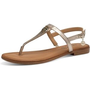 s.Oliver Damen Sandalen flach aus Leder Zehentrenner, Beige (Platinum), 41 EU s.Oliver Damen Sandalen flach aus Leder Zehentrenner, Beige (Platinum), 41 EU