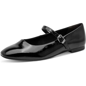 Tamaris Damen Ballerina mit Strap flach, schwarz, 36 EU Tamaris Damen Ballerina mit Strap flach, schwarz, 36 EU