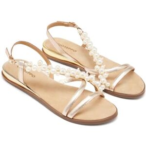 GIOSEPPO Sandalen mit Perlen aus Templeton-Leder, Platinfarben, 39 EU GIOSEPPO Sandalen mit Perlen aus Templeton-Leder, Platinfarben, 39 EU