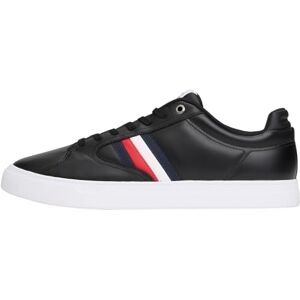 Tommy Hilfiger Herren Cupsole Sneaker Icon Court Stripes aus Leder, Schwarz (Black), 47 Tommy Hilfiger Herren Cupsole Sneaker Icon Court Stripes aus Leder, Schwarz (Black), 47