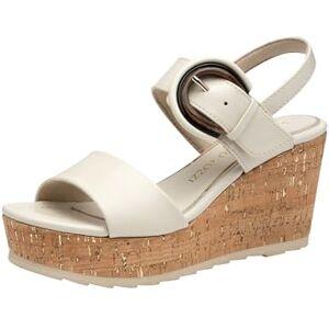 MARCO TOZZI Damen Sandalen mit Keilabsatz mit Klettverschluss Elegant, Beige (Cream), 38 EU MARCO TOZZI Damen Sandalen mit Keilabsatz mit Klettverschluss Elegant, Beige (Cream), 38 EU
