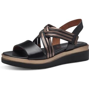 Tamaris Comfort Damen Sandalen flach aus Leder mit Klettverschluss, Schwarz (Black Metallic), 38 EU Tamaris Comfort Damen Sandalen flach aus Leder mit Klettverschluss, Schwarz (Black Metallic), 38 EU