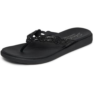 Skechers Damen Meditation Luxe-Strass Laserschnitt Flache Sandale, Schwarz, Größe 42 Skechers Damen Meditation Luxe-Strass Laserschnitt Flache Sandale, Schwarz, Größe 42
