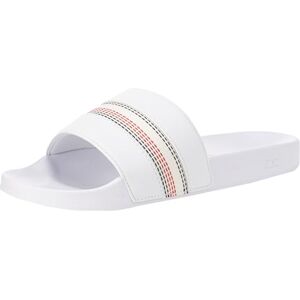 Tommy Hilfiger Damen Badeschuhe Stripes Pool Slide mit Steppnähten, Weiß (White), 36 Tommy Hilfiger Damen Badeschuhe Stripes Pool Slide mit Steppnähten, Weiß (White), 36