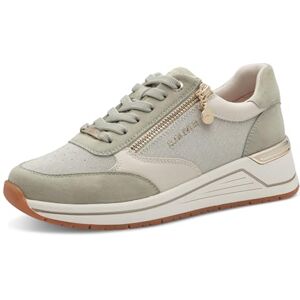 s.Oliver Damen Sneaker flach mit Reißverschluss Sportlich, Beige (Sage Comb.), 39 EU s.Oliver Damen Sneaker flach mit Reißverschluss Sportlich, Beige (Sage Comb.), 39 EU