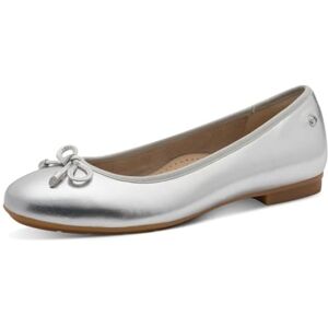 Tamaris Comfort Damen Ballerinas aus Leder mit Schleife, Silber (Silver), 38 EU Tamaris Comfort Damen Ballerinas aus Leder mit Schleife, Silber (Silver), 38 EU