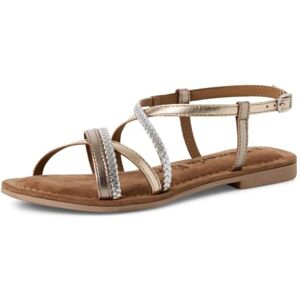 Tamaris Damen Sandalette Leder flach, beige, 42 EU Tamaris Damen Sandalette Leder flach, beige, 42 EU