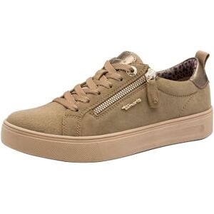 Tamaris Damen Wide Fit Damen Sneaker flach mit Reißverschluss Freizeit, Braun (Pepper Suede), 40 EU Tamaris Damen Wide Fit Damen Sneaker flach mit Reißverschluss Freizeit, Braun (Pepper Suede), 40 EU
