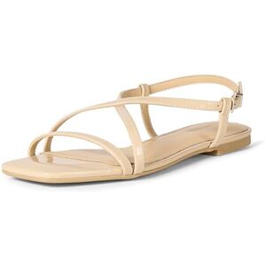 Amazon Essentials Damen Flache Riemchensandalen, Beige Patent, 5.5 Amazon Essentials Damen Flache Riemchensandalen, Beige Patent, 5.5