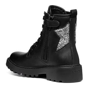 Geox JUNIOR J CASEY GIRL BIKER/AMPHIBIANS BOOTS BLACK/DK SILVER 34_EU Geox JUNIOR J CASEY GIRL BIKER/AMPHIBIANS BOOTS BLACK/DK SILVER 34_EU