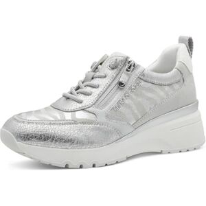 MARCO TOZZI Damen Sneaker flach mit Reißverschluss Chunky-Sohle, Silber (Silver Comb), 39 EU MARCO TOZZI Damen Sneaker flach mit Reißverschluss Chunky-Sohle, Silber (Silver Comb), 39 EU