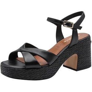 Tamaris Damen Plattform Sandalette Leder, schwarz, 40 EU Tamaris Damen Plattform Sandalette Leder, schwarz, 40 EU