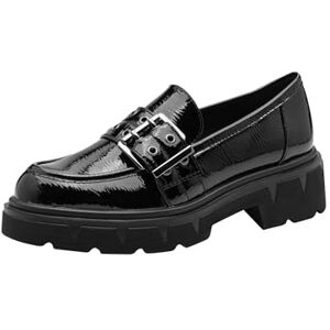 MARCO TOZZI Damen Loafer mit Schnalle Blockabsatz, Schwarz (Black Patent), 39 EU MARCO TOZZI Damen Loafer mit Schnalle Blockabsatz, Schwarz (Black Patent), 39 EU