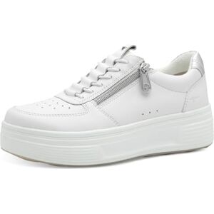 Tamaris Comfort Damen Plateau Sneaker mit Reißverschluss Bequem, Weiß (White/Silver), 38 EU Tamaris Comfort Damen Plateau Sneaker mit Reißverschluss Bequem, Weiß (White/Silver), 38 EU