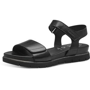 Tamaris Damen Wide Fit Damen Sandalen flach aus Leder mit Klettverschluss, schwarz (Black Nappa), 38 EU Tamaris Damen Wide Fit Damen Sandalen flach aus Leder mit Klettverschluss, schwarz (Black Nappa), 38 EU