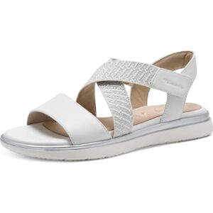 Tamaris Comfort Damen Sandalen flach aus Leder mit Klettverschluss, Weiß (White), 38 EU Tamaris Comfort Damen Sandalen flach aus Leder mit Klettverschluss, Weiß (White), 38 EU