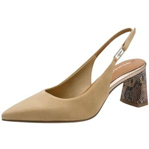 Tamaris Damen Sling Pump mit Blockabsatz Leder, beige, 41 EU Tamaris Damen Sling Pump mit Blockabsatz Leder, beige, 41 EU