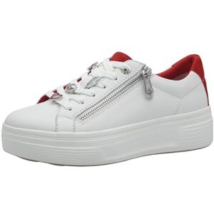 Tamaris Comfort Damen Plateau Sneaker mit Reißverschluss Low Top, Weiß (White/Red), 37 EU Tamaris Comfort Damen Plateau Sneaker mit Reißverschluss Low Top, Weiß (White/Red), 37 EU