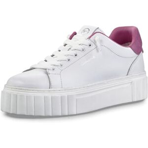 Tamaris Damen Sneaker Leder bequem; White/PINK, EU 41 Tamaris Damen Sneaker Leder bequem; White/PINK, EU 41