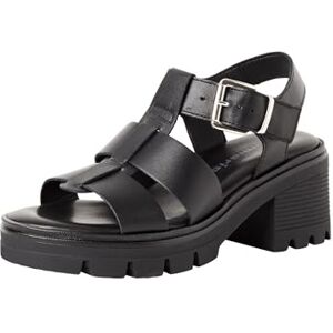 Tamaris Damen Sandalette mit Blockabsatz Leder, schwarz, 41 EU Tamaris Damen Sandalette mit Blockabsatz Leder, schwarz, 41 EU