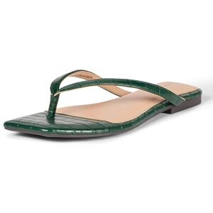 Amazon Essentials Damen Flip-Flops mit eckiger Zehenpartie, Grünes Krokodilimitat, 43 EU Amazon Essentials Damen Flip-Flops mit eckiger Zehenpartie, Grünes Krokodilimitat, 43 EU