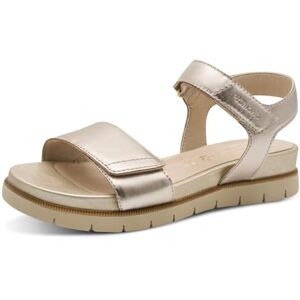 Tamaris Damen Wide Fit Damen Sandalen flach aus Leder mit Klettverschluss, metallic (lt gold), 39 EU Tamaris Damen Wide Fit Damen Sandalen flach aus Leder mit Klettverschluss, metallic (lt gold), 39 EU