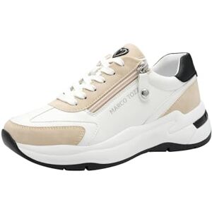 MARCO TOZZI Damen Sneaker flach mit Reißverschluss Chunky-Sohle, Weiß (White/Black), 39 EU MARCO TOZZI Damen Sneaker flach mit Reißverschluss Chunky-Sohle, Weiß (White/Black), 39 EU