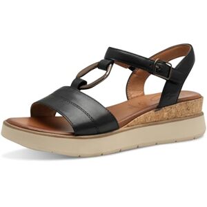 Tamaris Comfort Damen Sandalen flach aus Leder Sommer, Schwarz (Black), 38 EU Tamaris Comfort Damen Sandalen flach aus Leder Sommer, Schwarz (Black), 38 EU