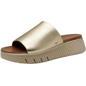 Tamaris Comfort Damen Pantoletten aus Leder Plateau, Gold (Lt Gold), 39 EU Tamaris Comfort Damen Pantoletten aus Leder Plateau, Gold (Lt Gold), 39 EU