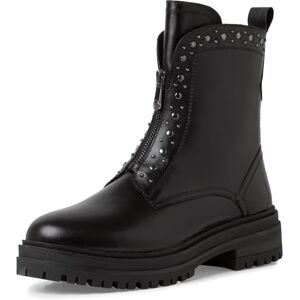 MARCO TOZZI Damen Stiefeletten ohne Absatz aus Leder mit Reißverschluss, Schwarz (Black), 39 EU MARCO TOZZI Damen Stiefeletten ohne Absatz aus Leder mit Reißverschluss, Schwarz (Black), 39 EU