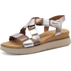 Tamaris Comfort Damen Sandalen flach aus Leder Sommer, Mehrfarbig (Metallic Comb), 39 EU Tamaris Comfort Damen Sandalen flach aus Leder Sommer, Mehrfarbig (Metallic Comb), 39 EU