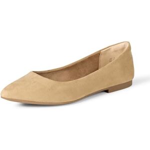 Amazon Essentials Damen Ballerinas mit spitzer Zehenpartie, Beige Microsuede, 47 EU Amazon Essentials Damen Ballerinas mit spitzer Zehenpartie, Beige Microsuede, 47 EU
