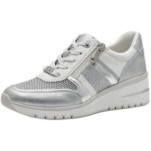 MARCO TOZZI Damen Sneaker flach mit Reißverschluss Chunky-Sohle, Weiß (White Comb), 39 EU MARCO TOZZI Damen Sneaker flach mit Reißverschluss Chunky-Sohle, Weiß (White Comb), 39 EU