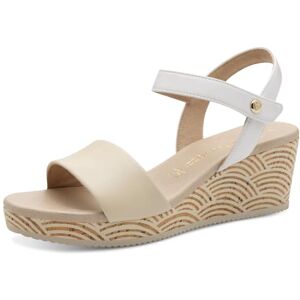 MARCO TOZZI Damen Sandalen mit Keilabsatz mit Lederanteil Sommer, Mehrfarbig (Taupe Comb), 39 EU MARCO TOZZI Damen Sandalen mit Keilabsatz mit Lederanteil Sommer, Mehrfarbig (Taupe Comb), 39 EU