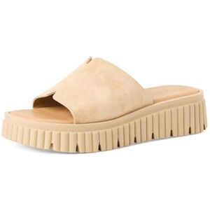Tamaris Damen Pantolette mit Keilabsatz Leder, beige, 39 EU Tamaris Damen Pantolette mit Keilabsatz Leder, beige, 39 EU