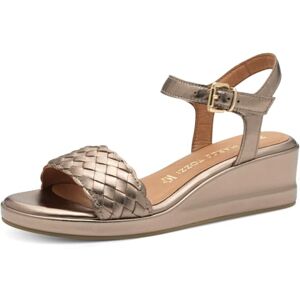 MARCO TOZZI Damen Sandalen mit Keilabsatz aus Leder Elegant, Metallisch (Rose metallic), 41 EU MARCO TOZZI Damen Sandalen mit Keilabsatz aus Leder Elegant, Metallisch (Rose metallic), 41 EU