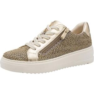 MARCO TOZZI Damen Sneaker flach mit Reißverschluss Low Top, Gold (Gold Comb), 39 EU MARCO TOZZI Damen Sneaker flach mit Reißverschluss Low Top, Gold (Gold Comb), 39 EU