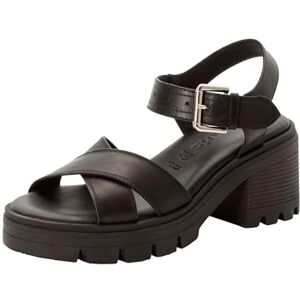 Tamaris Damen Sandalette mit Blockabsatz Leder, schwarz, 41 EU Tamaris Damen Sandalette mit Blockabsatz Leder, schwarz, 41 EU