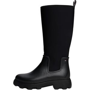 Tommy Hilfiger Damen Stiefel Flag Long Warm Lining Regenstiefel, Schwarz (Black), 36 Tommy Hilfiger Damen Stiefel Flag Long Warm Lining Regenstiefel, Schwarz (Black), 36