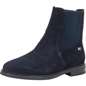 Tommy Hilfiger Damen Chelsea Boots Flag Suede Flach, Blau (Space Blue), 36 Tommy Hilfiger Damen Chelsea Boots Flag Suede Flach, Blau (Space Blue), 36